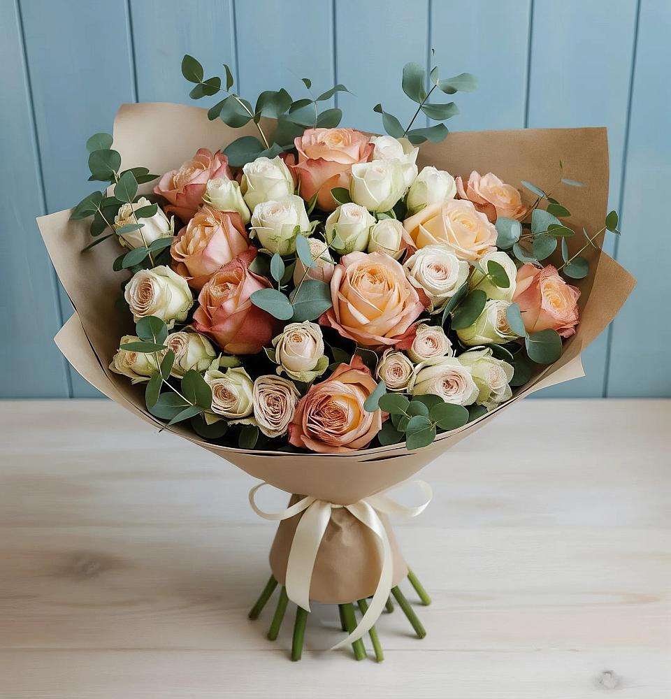 Букет цветов из: Альстромерии и Розы в Выдрино