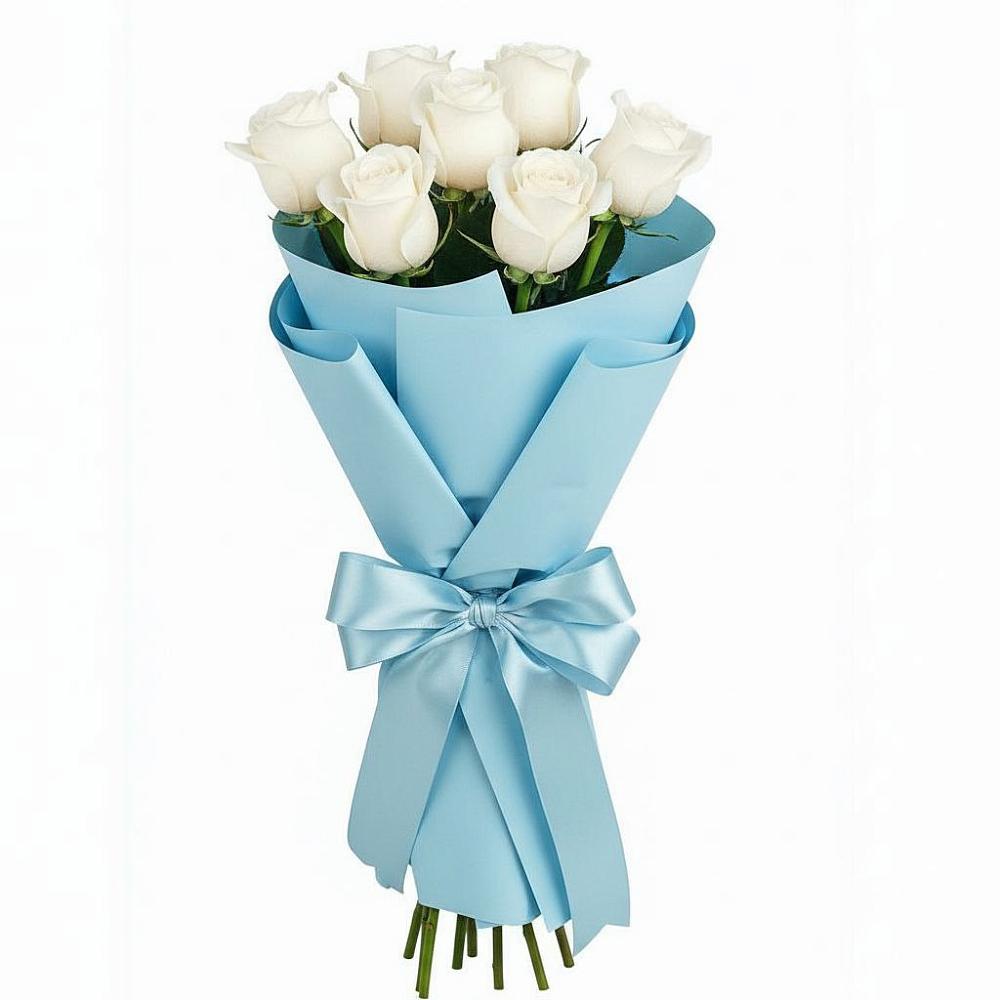 Букет 7 белых роз Проуд в Выдрино