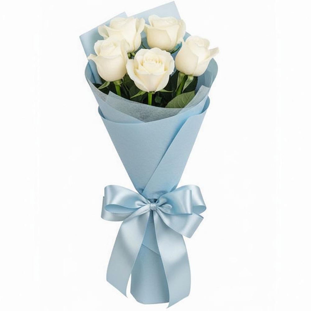 Букет 5 Белых роз Проуд в Выдрино