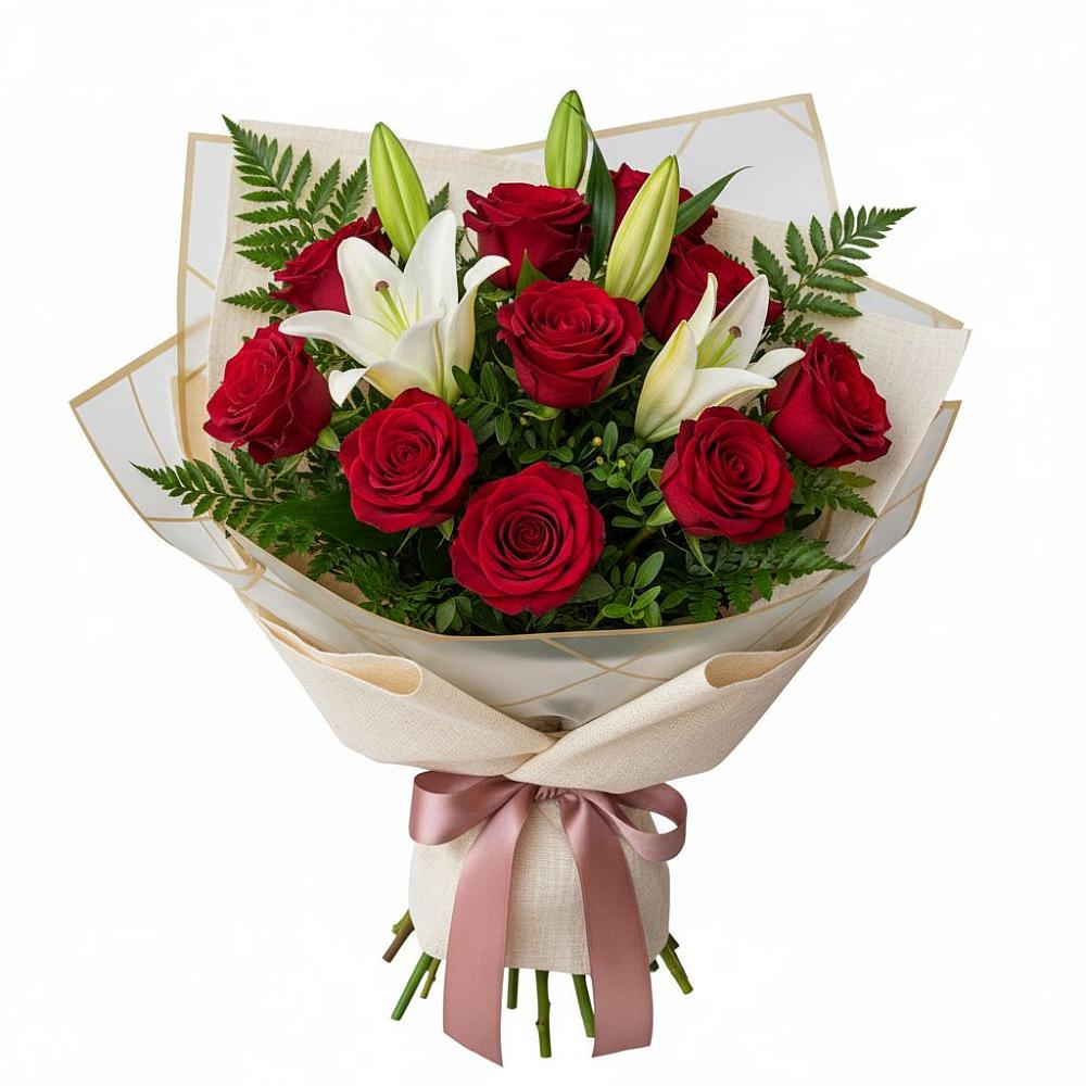 Букет цветов из: Лилии и Розы в Выдрино