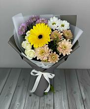 Букет цветов из:  Розы, Герберы и Хризантемы #REPLACE_PRED# Выдрино