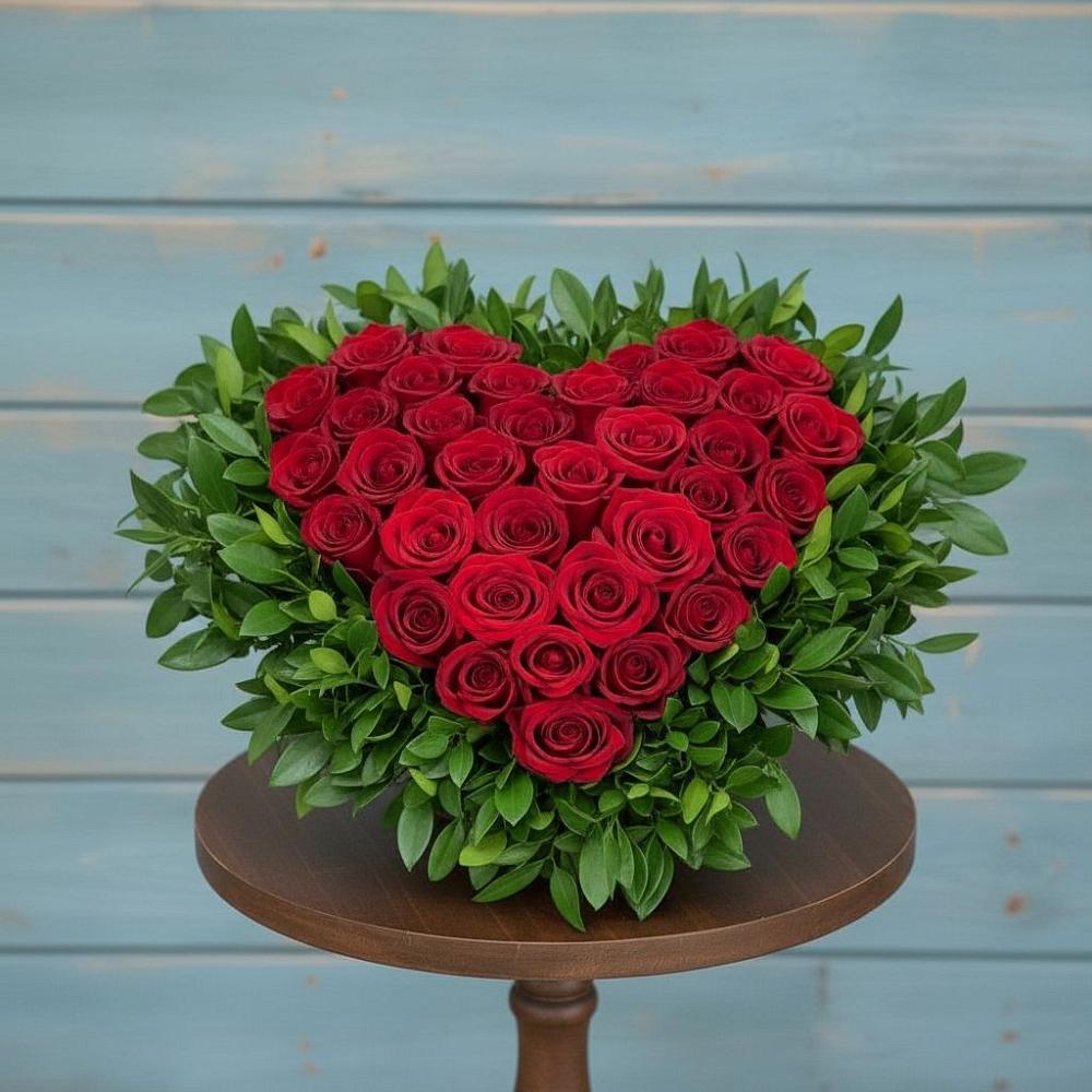 Цветочная композиция из Розы в виде сердца в Выдрино