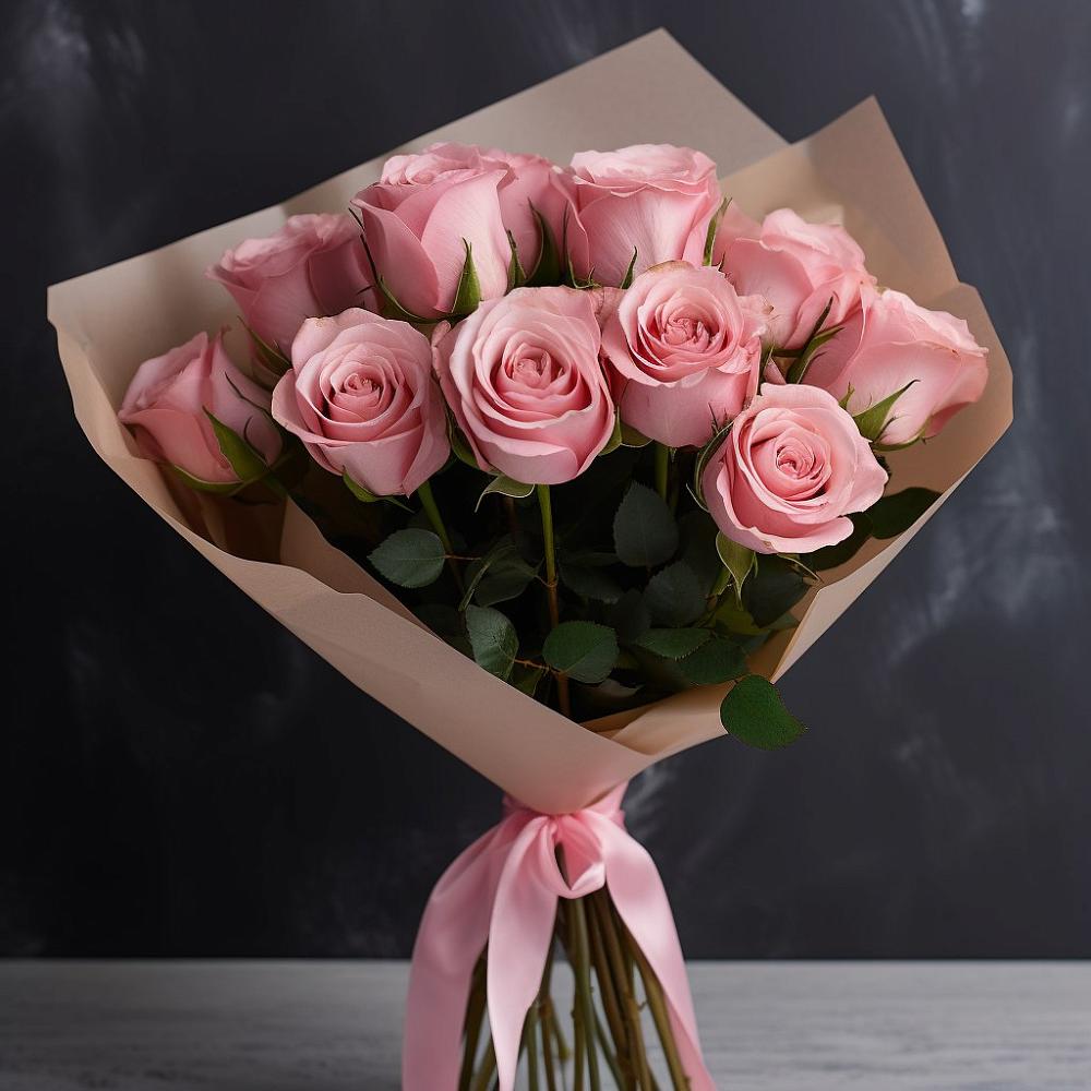 Букет 11 розовых роз в Выдрино