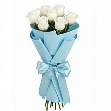 Букет 7 белых роз Проуд в Выдрино