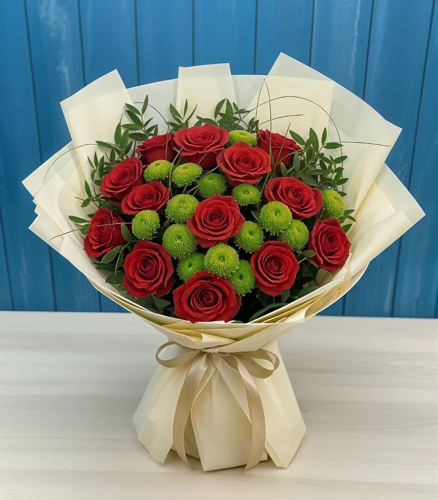 Букет цветов из: Розы и Хризантемы в Выдрино