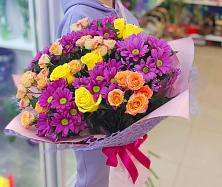 Букет цветов из:  Хризантемы и Розы #REPLACE_PRED# Выдрино